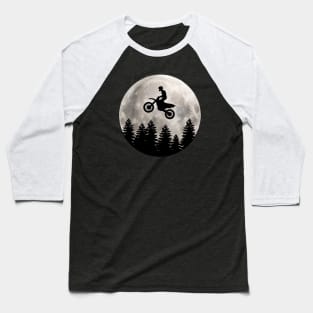 Dirt Bike Flying Across the Moon Baseball T-Shirt